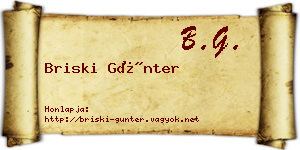 Briski Günter névjegykártya